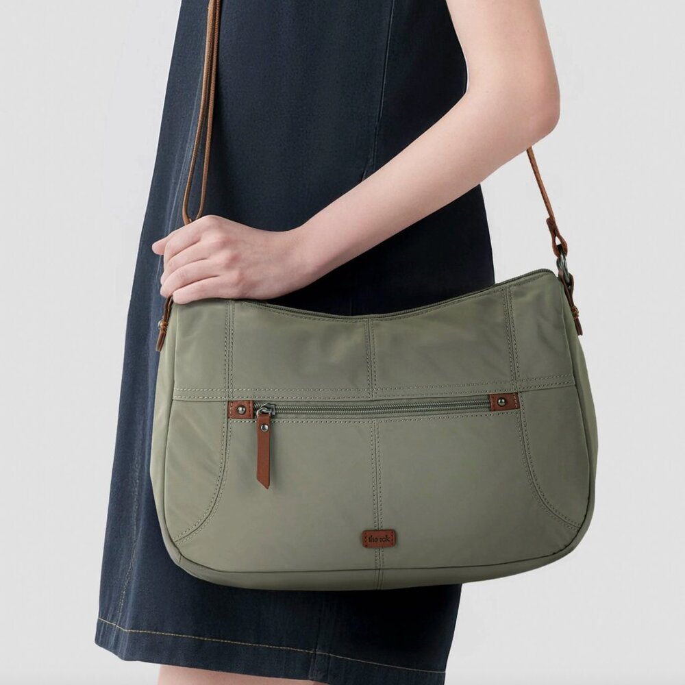 NWT The Sak Esperato Nylon Hobo Bag Sage Green Lightweight Everyday Travel Purse - Picture 3 of 9